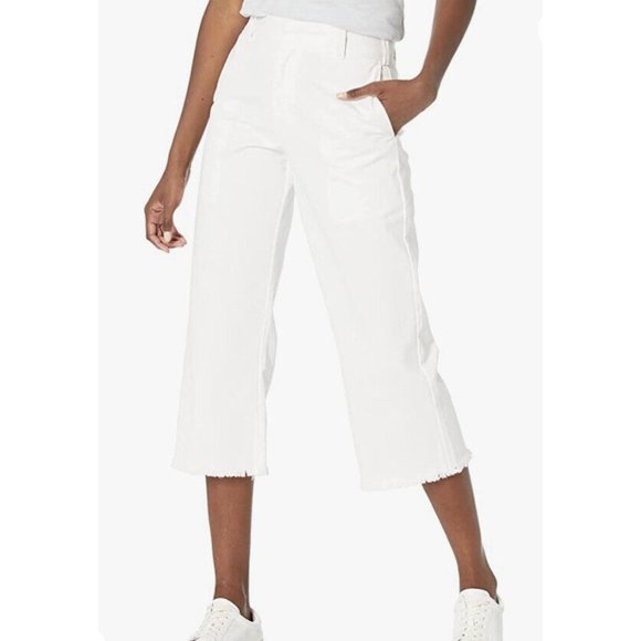 Dickies Denim - Dickies Juniors Work Crop Fray Hem Twill High-Rise Crop Fit White Size 9/29
